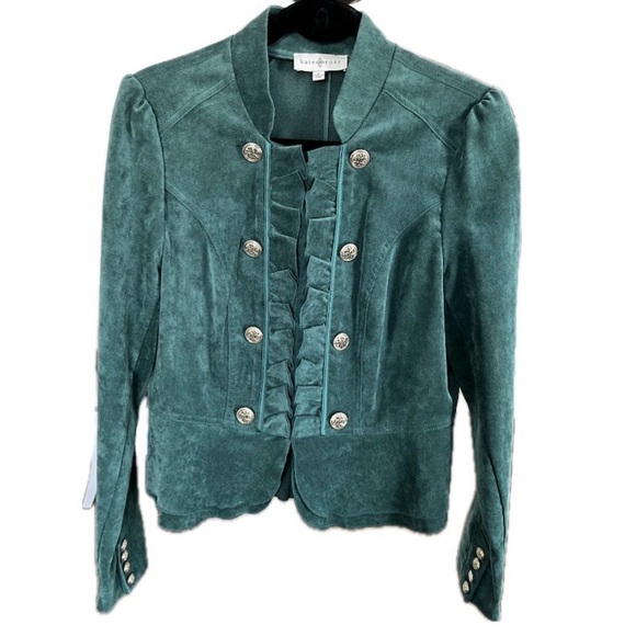 Kate Rosy Jackets & Blazers - NWT Kate Rosy Women’s Ruffle Military Jacket Blazer Green Size Medium